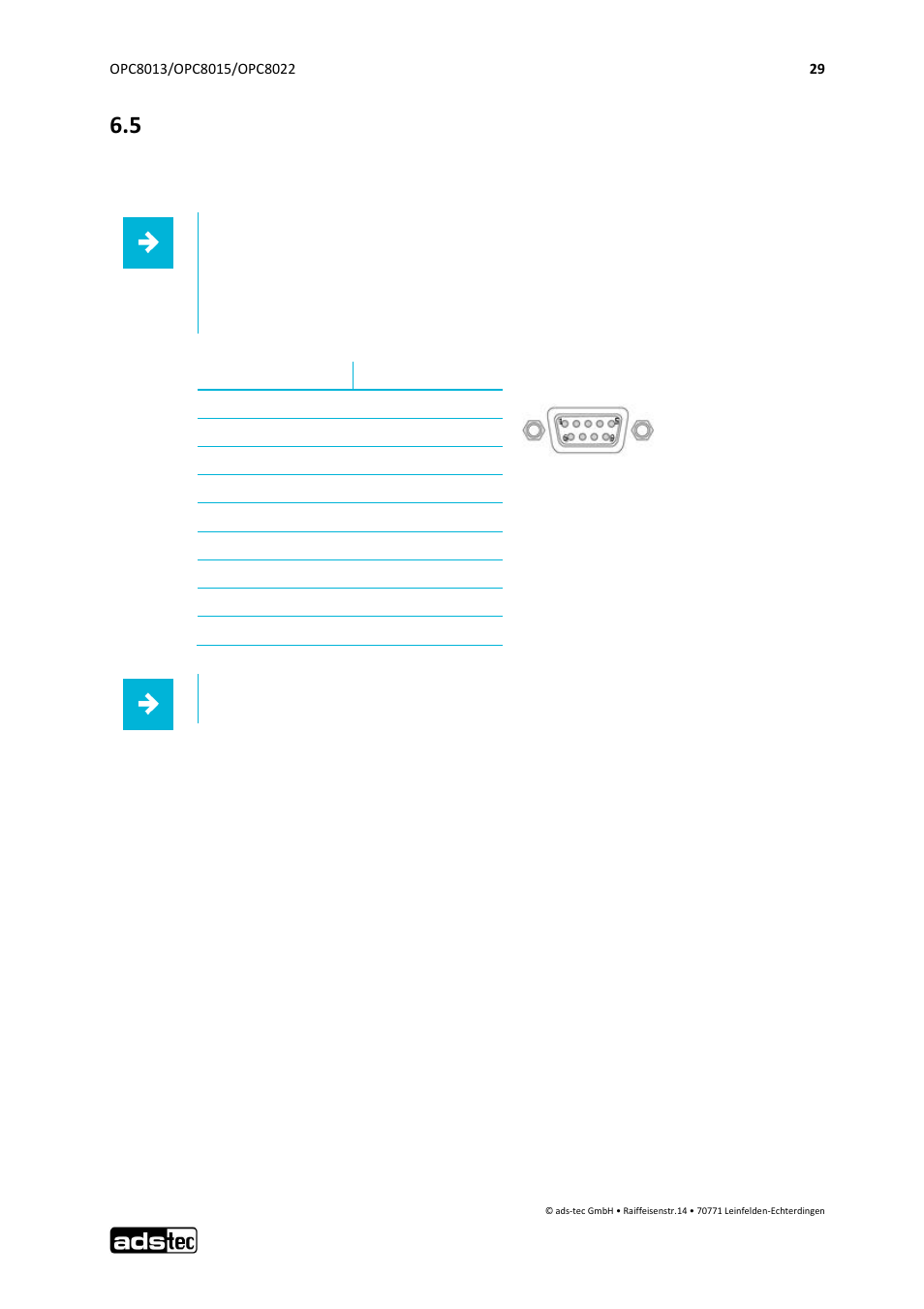 5 serial interface com (rs232) | ADS-TEC OPC8013/8015/8022 User Manual | Page 30 / 52