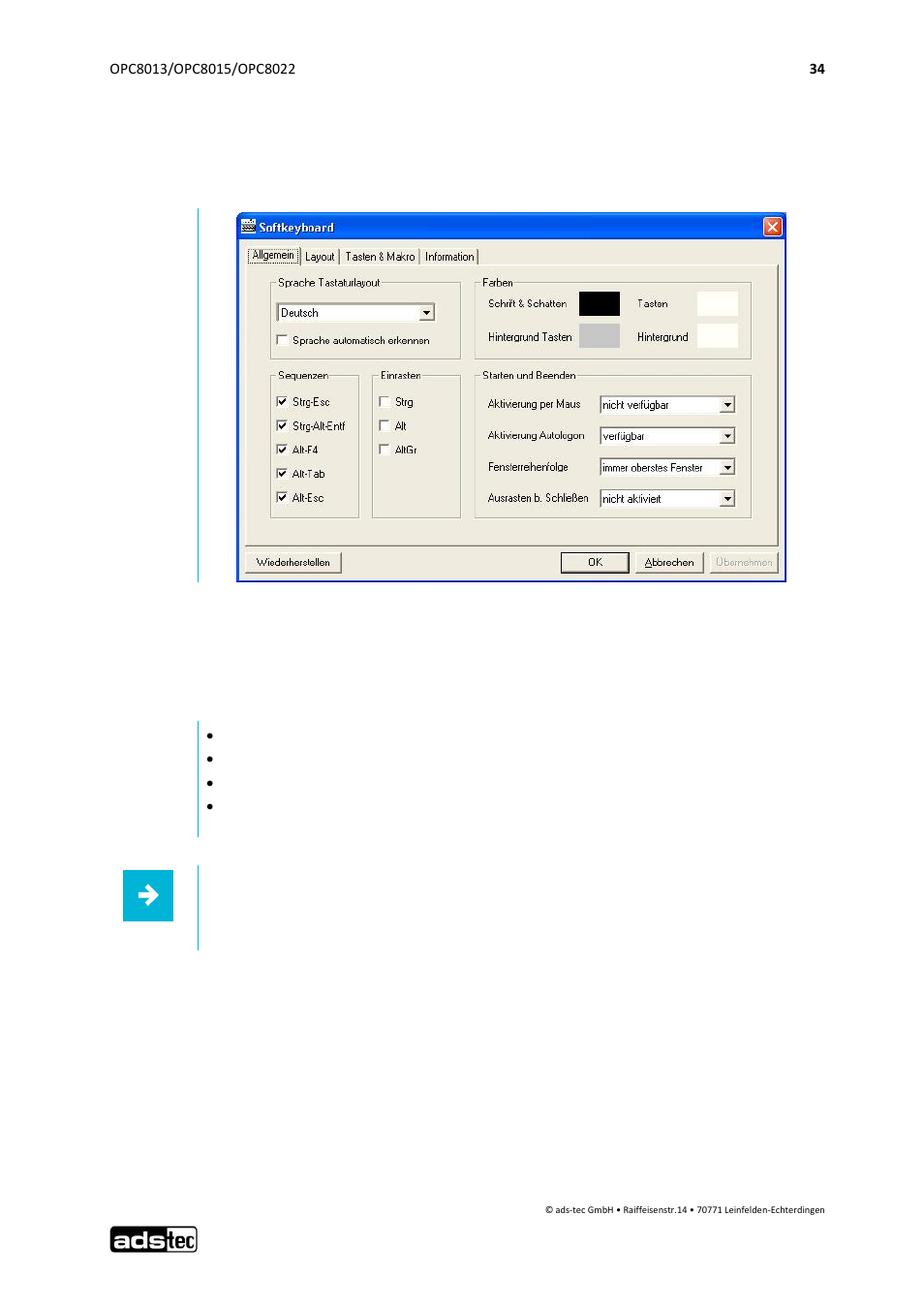 Soft keyboard, 3 soft keyboard | ADS-TEC OPC8013/8015/8022 User Manual | Page 35 / 52