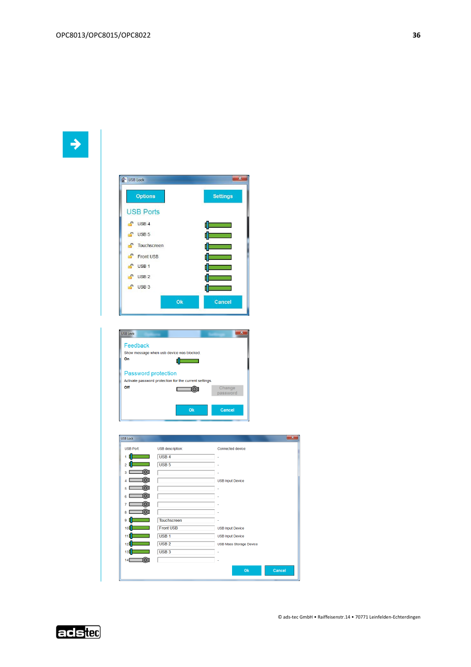 Usb lock, 5 usb lock | ADS-TEC OPC8013/8015/8022 User Manual | Page 37 / 52