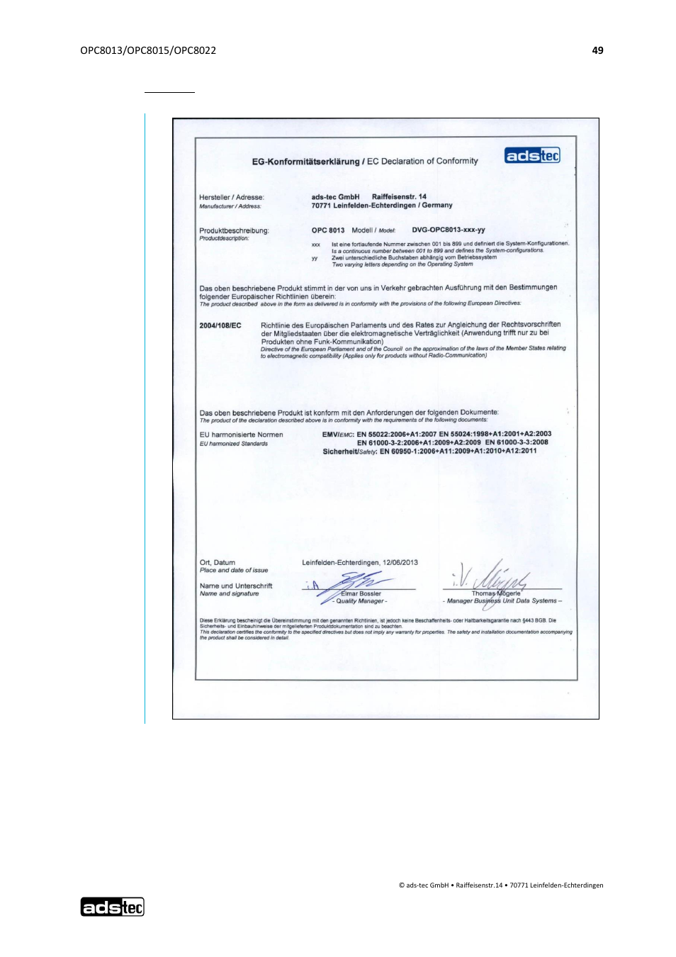 ADS-TEC OPC8013/8015/8022 User Manual | Page 50 / 52