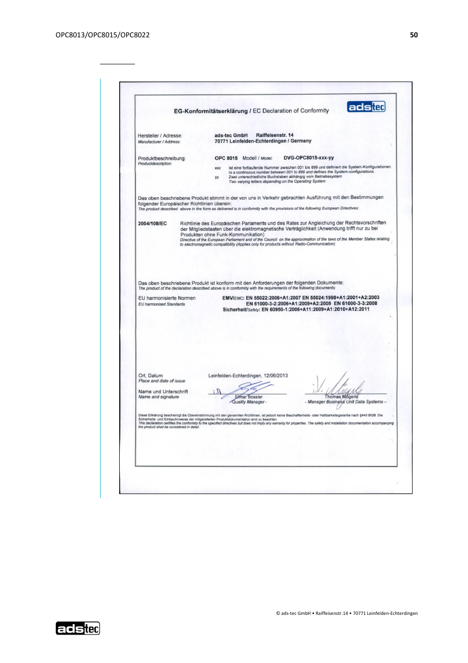 ADS-TEC OPC8013/8015/8022 User Manual | Page 51 / 52