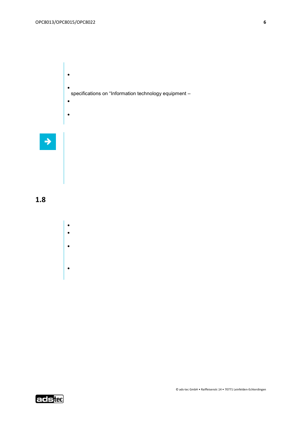 Standards, 8 scope of delivery, 7 standards | ADS-TEC OPC8013/8015/8022 User Manual | Page 7 / 52