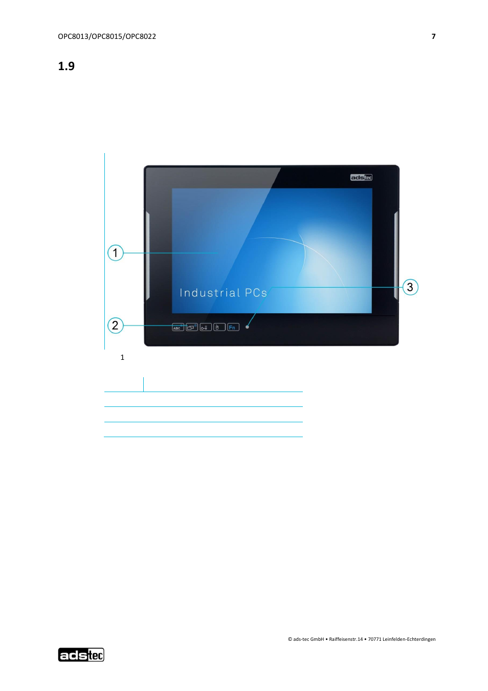 9 device features | ADS-TEC OPC8013/8015/8022 User Manual | Page 8 / 52