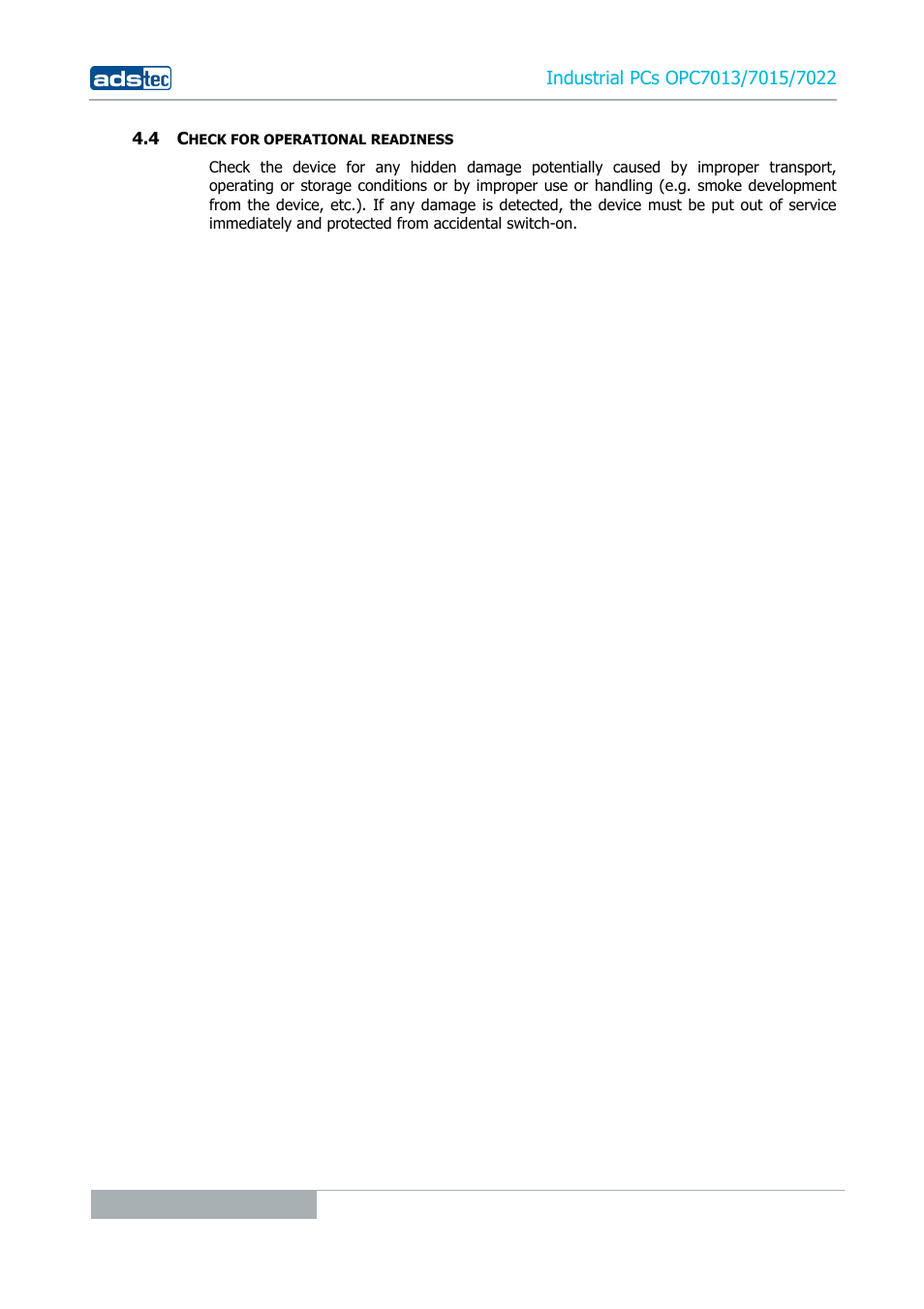 4 check for operational readiness | ADS-TEC OPC7013/7015/7022 User Manual | Page 24 / 48