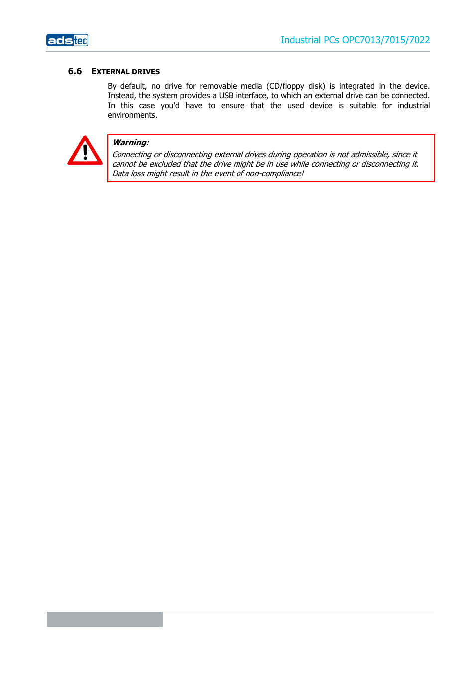 6 external drives | ADS-TEC OPC7013/7015/7022 User Manual | Page 30 / 48