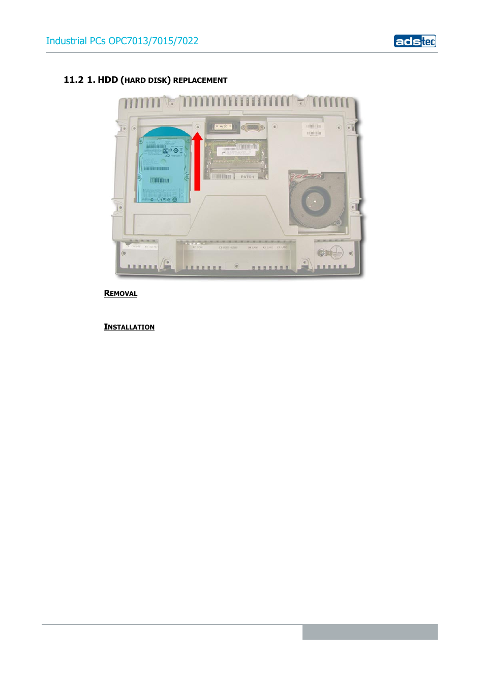 2 1. hdd (hard disk) replacement | ADS-TEC OPC7013/7015/7022 User Manual | Page 39 / 48