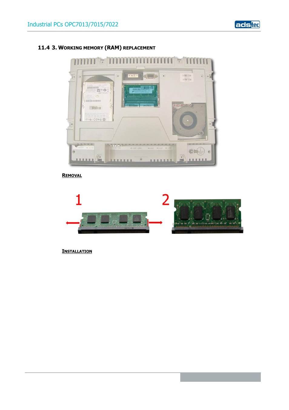 4 3. working memory (ram) replacement | ADS-TEC OPC7013/7015/7022 User Manual | Page 41 / 48
