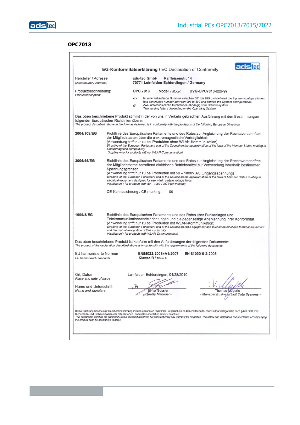 ADS-TEC OPC7013/7015/7022 User Manual | Page 46 / 48