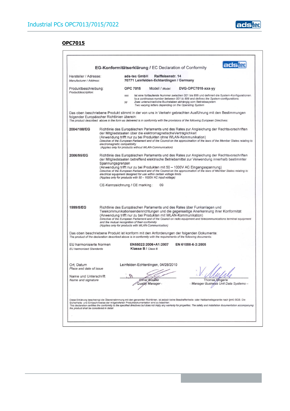 ADS-TEC OPC7013/7015/7022 User Manual | Page 47 / 48