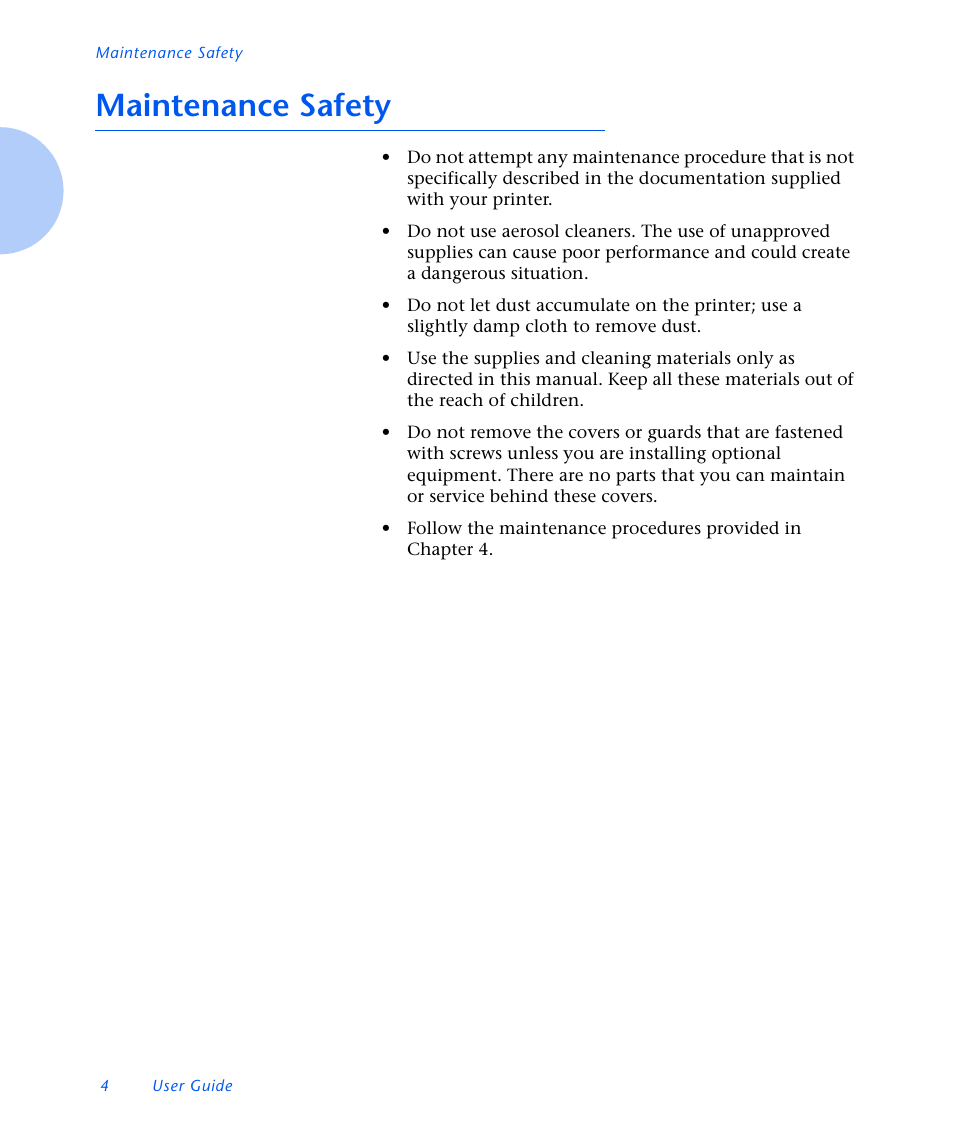 Maintenance safety | Xerox N3225 User Manual | Page 10 / 169