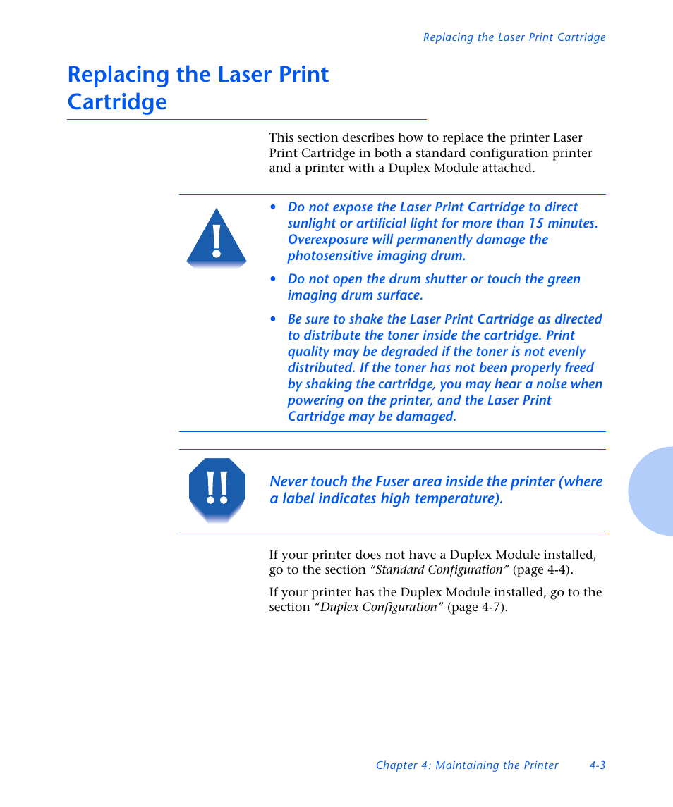 Replacing the laser print cartridge, Replacing the laser print cartridge -3 | Xerox N3225 User Manual | Page 105 / 169