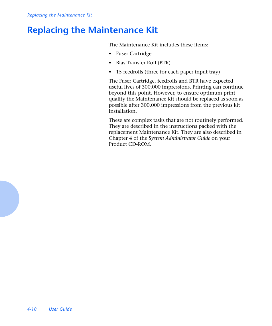 Replacing the maintenance kit, Replacing the maintenance kit -10 | Xerox N3225 User Manual | Page 112 / 169