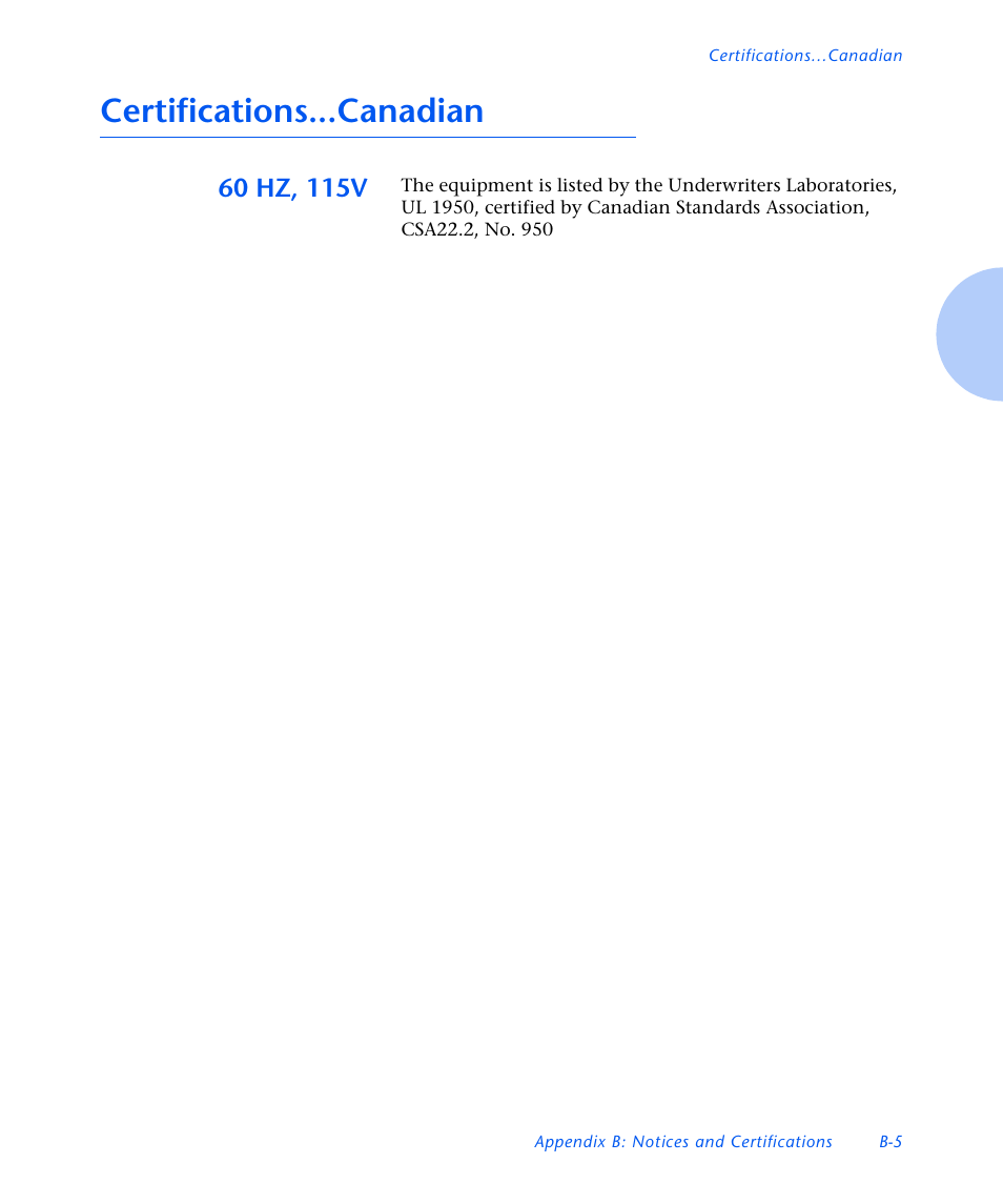 Certifications...canadian, 60 hz, 115v | Xerox N3225 User Manual | Page 161 / 169