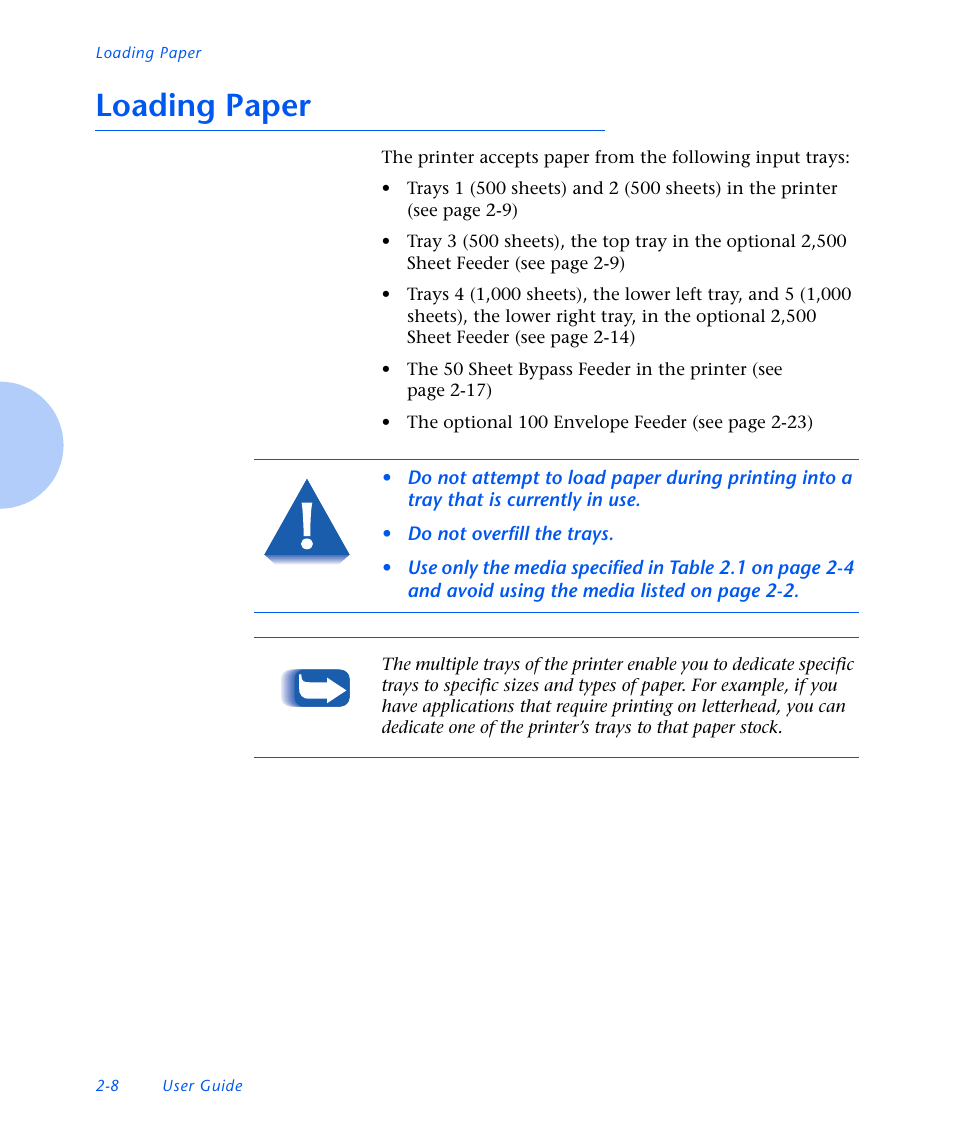 Loading paper, Loading paper -8 | Xerox N3225 User Manual | Page 40 / 169