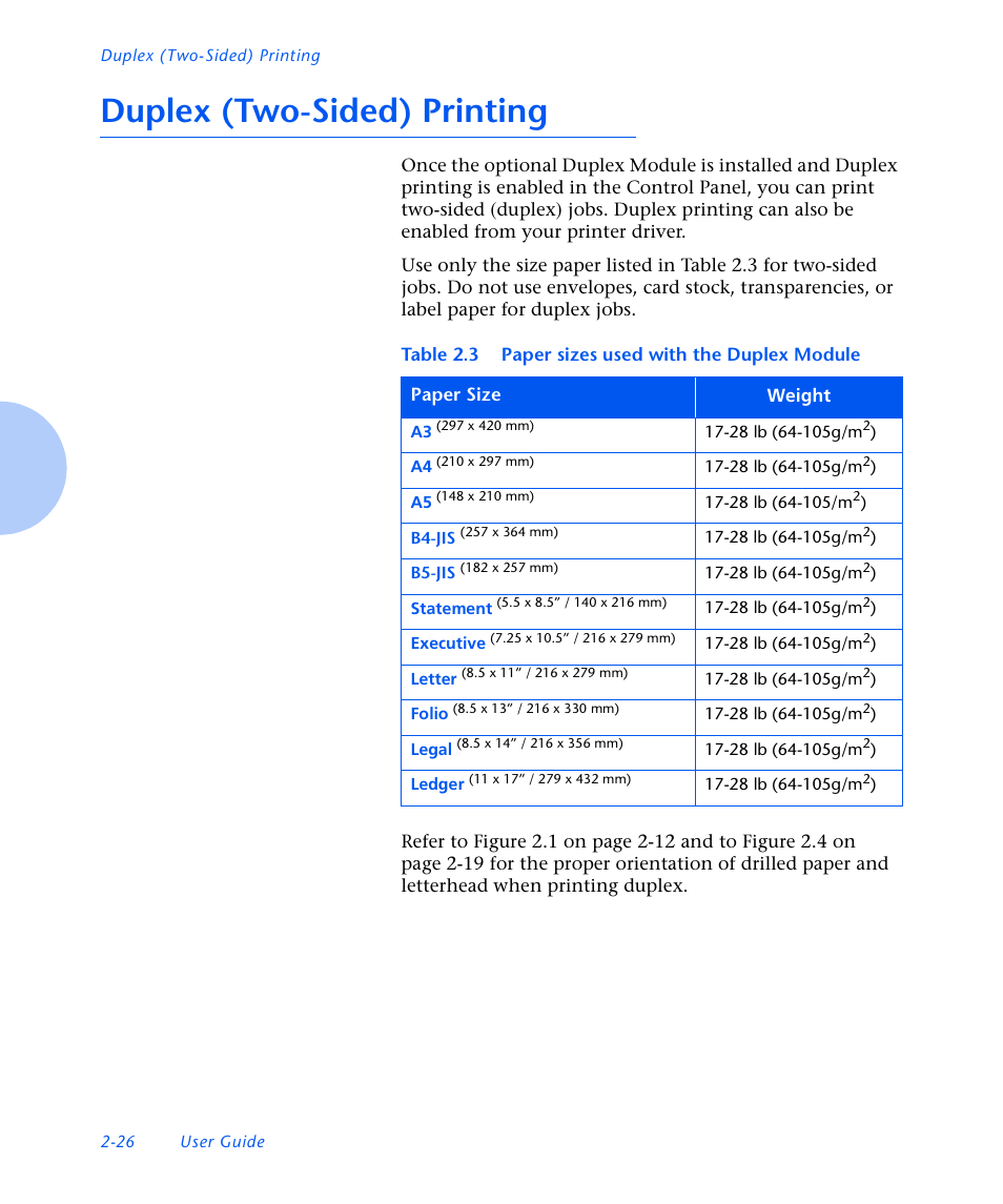 Duplex (two-sided) printing, Duplex (two-sided) printing -26 | Xerox N3225 User Manual | Page 58 / 169
