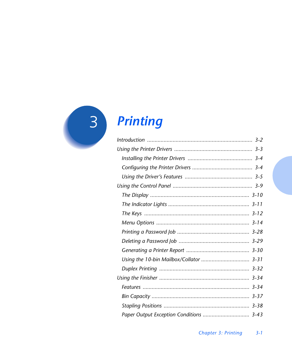 Printing, Chapter 3, Printing -1 | Xerox N3225 User Manual | Page 59 / 169