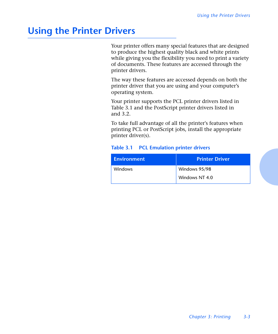 Using the printer drivers, Using the printer drivers -3 | Xerox N3225 User Manual | Page 61 / 169