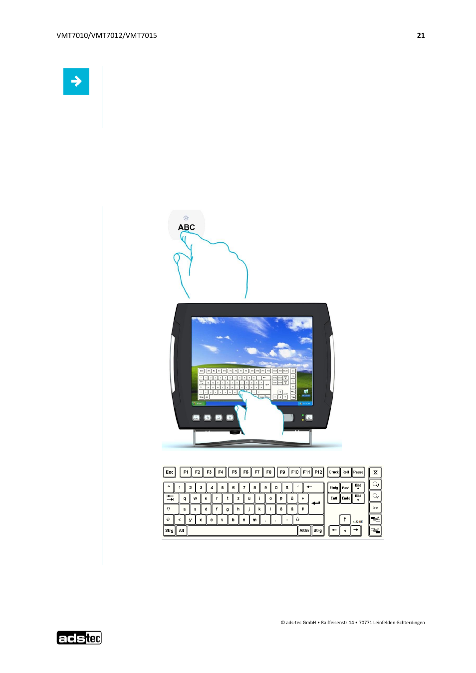 Soft keyboard, 2 soft keyboard | ADS-TEC VMT7010/7012/7015 User Manual | Page 22 / 52