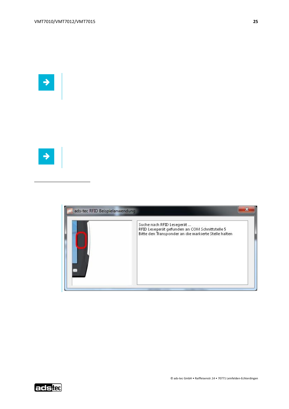 Rfid configuration, Mifare, 6 rfid configuration | 1 mifare | ADS-TEC VMT7010/7012/7015 User Manual | Page 26 / 52
