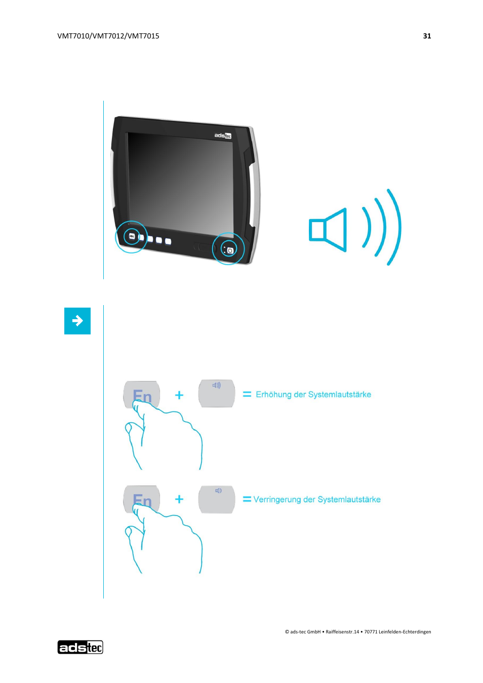 Speakers, 3 speakers | ADS-TEC VMT7010/7012/7015 User Manual | Page 32 / 52