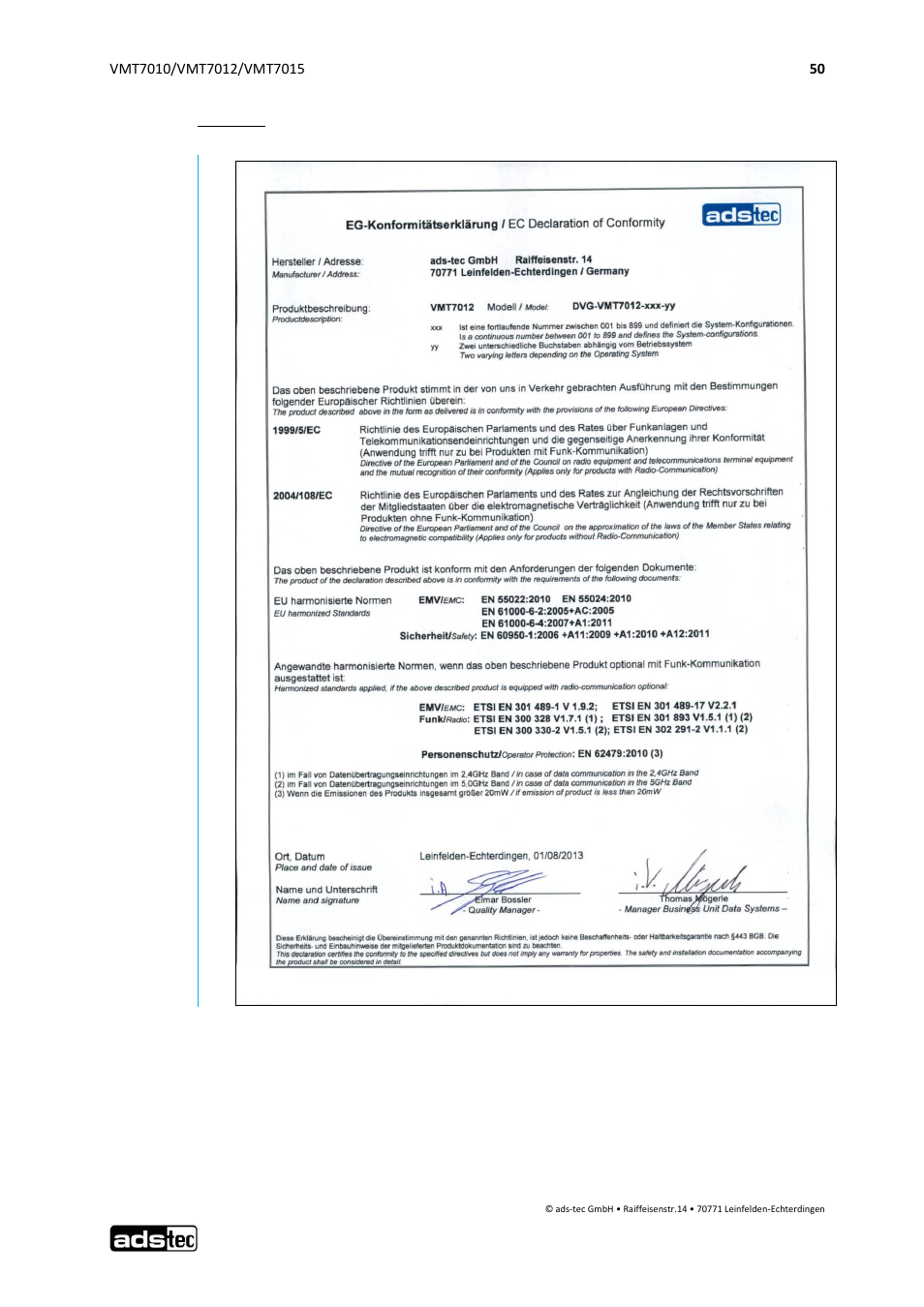 ADS-TEC VMT7010/7012/7015 User Manual | Page 51 / 52