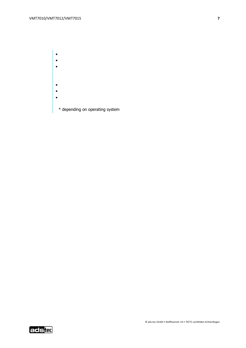 Scope of delivery, 8 scope of delivery | ADS-TEC VMT7010/7012/7015 User Manual | Page 8 / 52