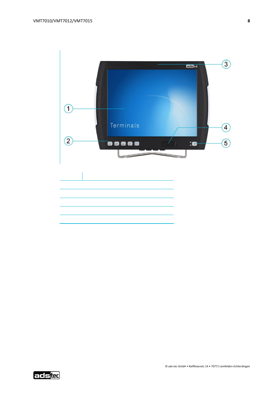 Device features, 9 device features | ADS-TEC VMT7010/7012/7015 User Manual | Page 9 / 52