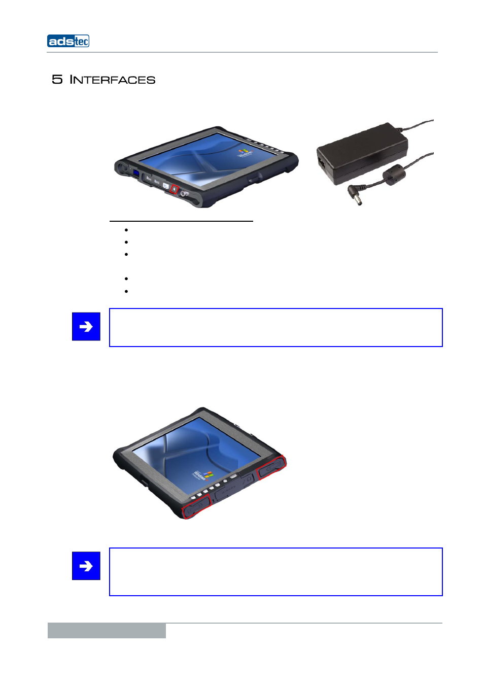 5 interfaces, 1 20v dc power supply, 2 14.4v dc battery operating mode | Nterfaces, Power supply, Attery operating mode | ADS-TEC TT13 User Manual User Manual | Page 18 / 88