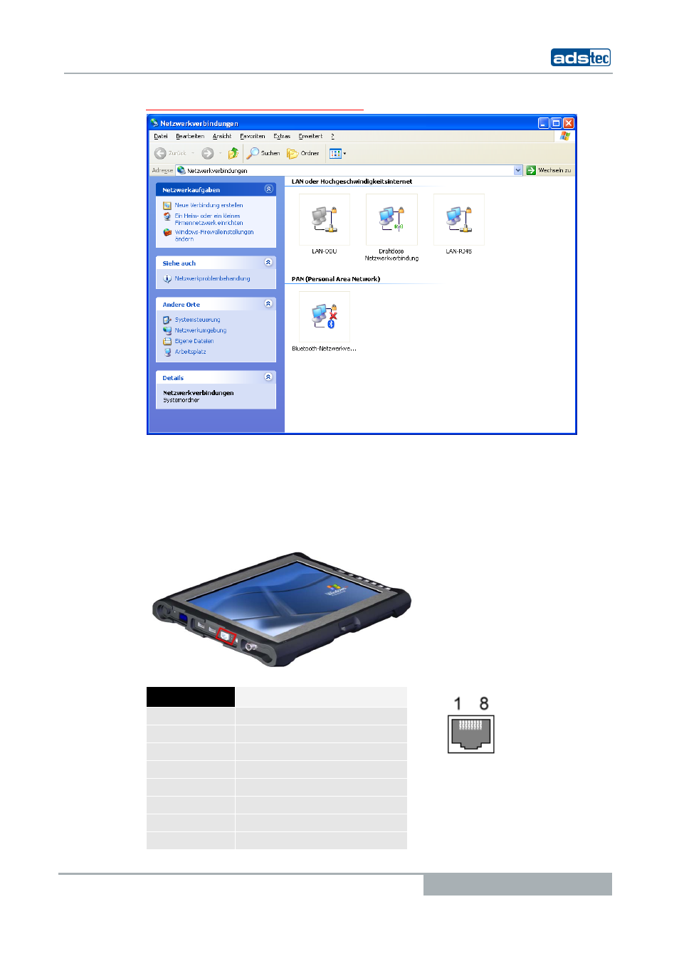 5 network connection (rj45), Etwork connection, Rj45) | Tablet pcs tt13 | ADS-TEC TT13 User Manual User Manual | Page 23 / 88