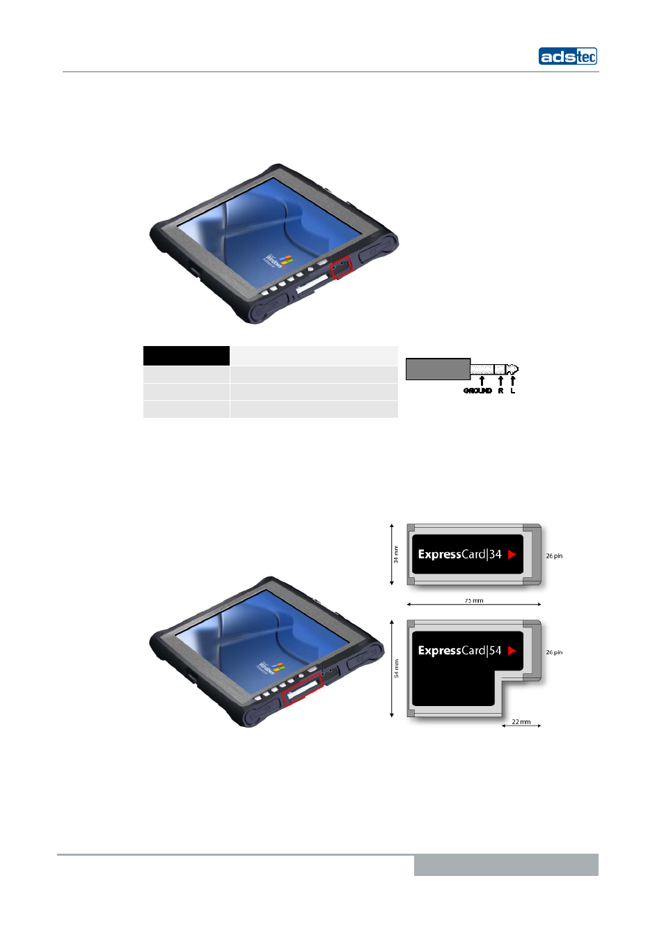 7 line out, 8 expresscard slot, Ine out | Xpress, Ard slot, Tablet pcs tt13 | ADS-TEC TT13 User Manual User Manual | Page 25 / 88