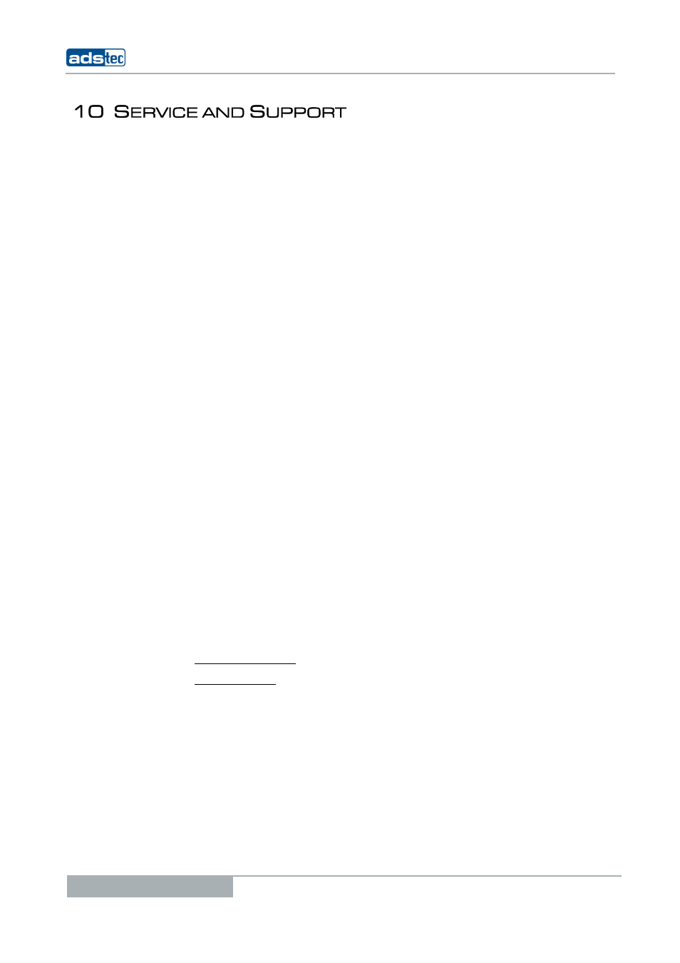 10 service and support, 1 ads-tec support, 2 company address | Ervice and, Upport, Ompany, Ddress, 10 s | ADS-TEC TT13 User Manual User Manual | Page 88 / 88