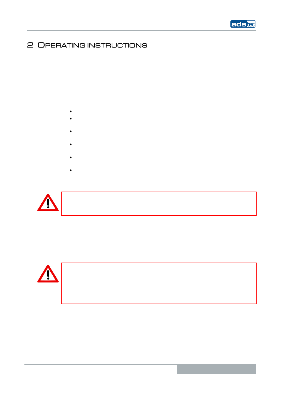 2 operating instructions, 1 operating location, 2 damages due to improper use | Perating instructions, Perating location, Amages due to, Mproper | ADS-TEC TT13 User Manual User Manual | Page 9 / 88