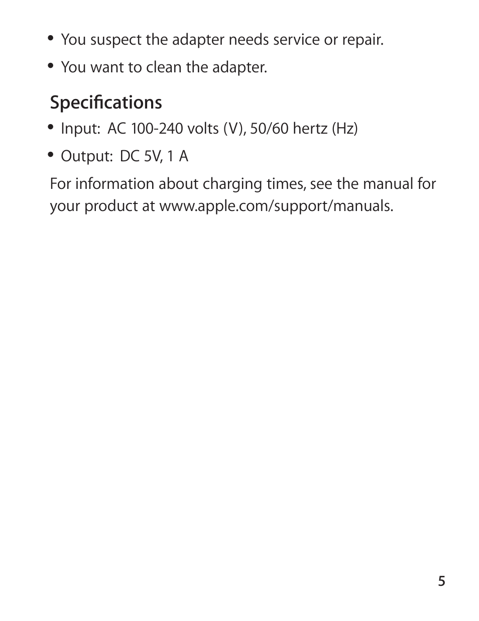 Apple USB Power Adapter User Manual | Page 5 / 8