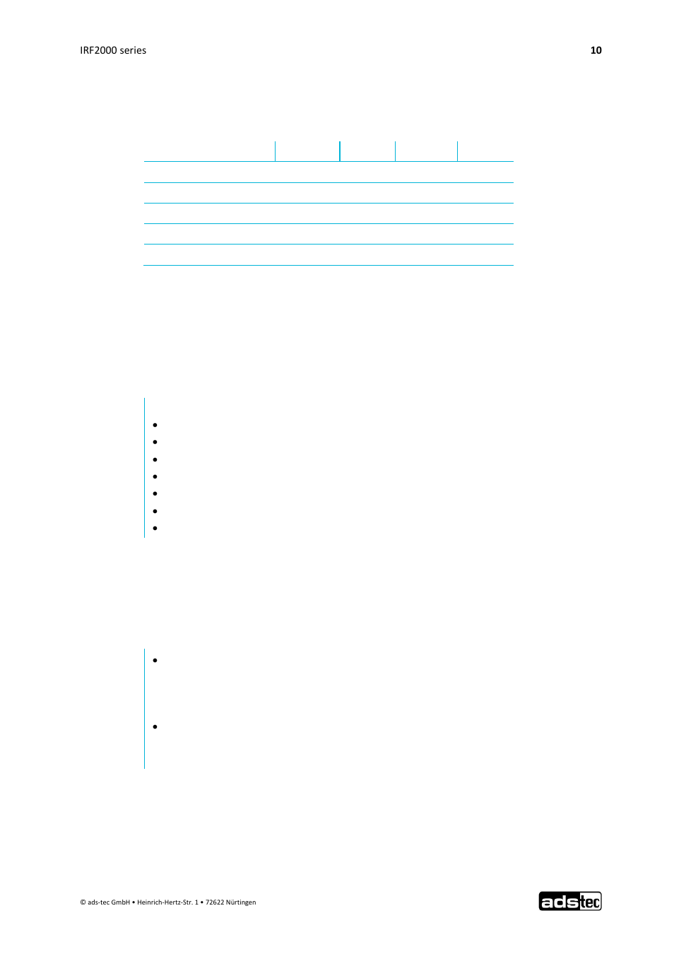 Equipment versions, Scope of delivery, Environmental conditions | 5 equipment versions, 6 scope of delivery, 7 environmental conditions | ADS-TEC IRF2000 User Manual User Manual | Page 11 / 29