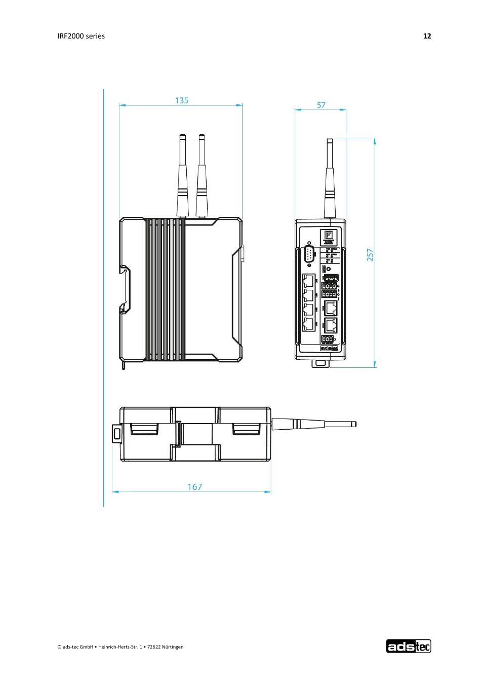 External dimensions irf26xx, 2 external dimensions irf26xx | ADS-TEC IRF2000 User Manual User Manual | Page 13 / 29