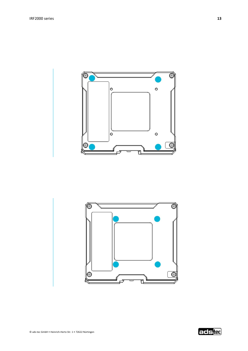 Mounting options, Table mounting, Wall mounting | 3 mounting options, 1 table mounting, 2 wall mounting | ADS-TEC IRF2000 User Manual User Manual | Page 14 / 29