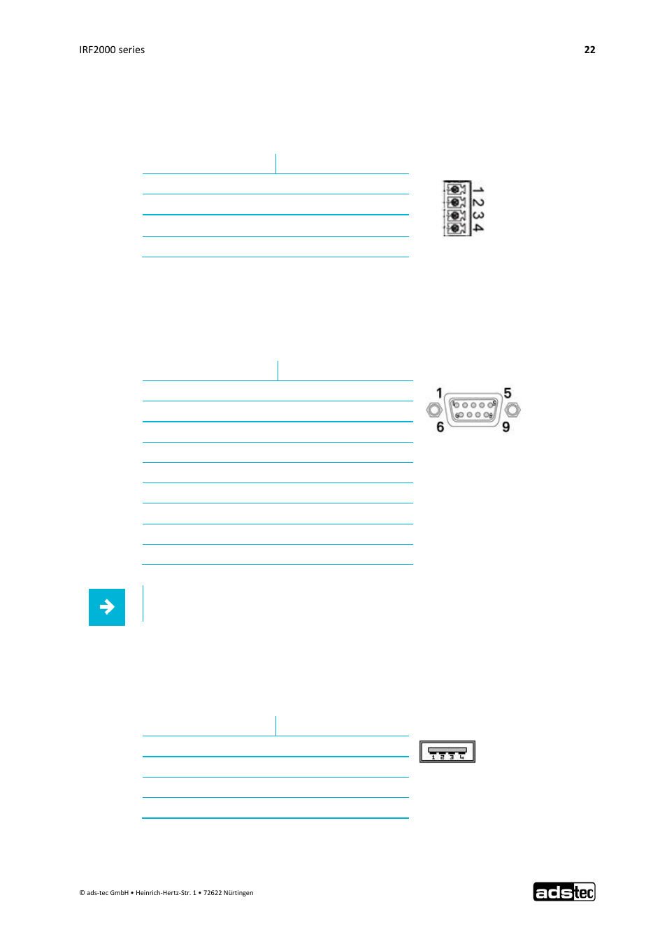Cut & alarm, Serial interface com (rs232), Usb connections | 5 cut & alarm, 6 serial interface com (rs232), 7 usb connections | ADS-TEC IRF2000 User Manual User Manual | Page 23 / 29