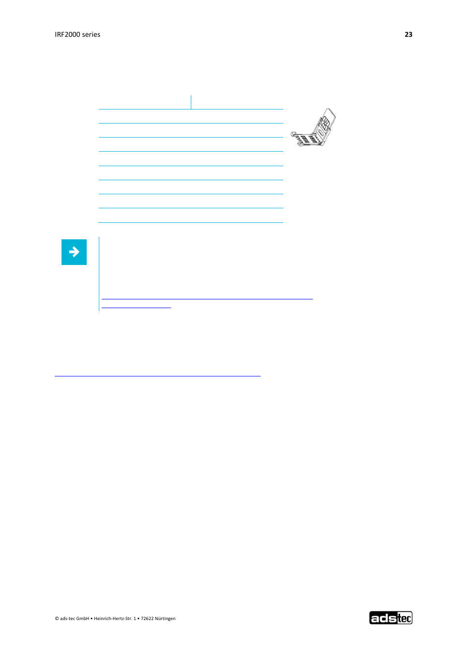 Smartcard reader in accordance with iso 7816 | ADS-TEC IRF2000 User Manual User Manual | Page 24 / 29