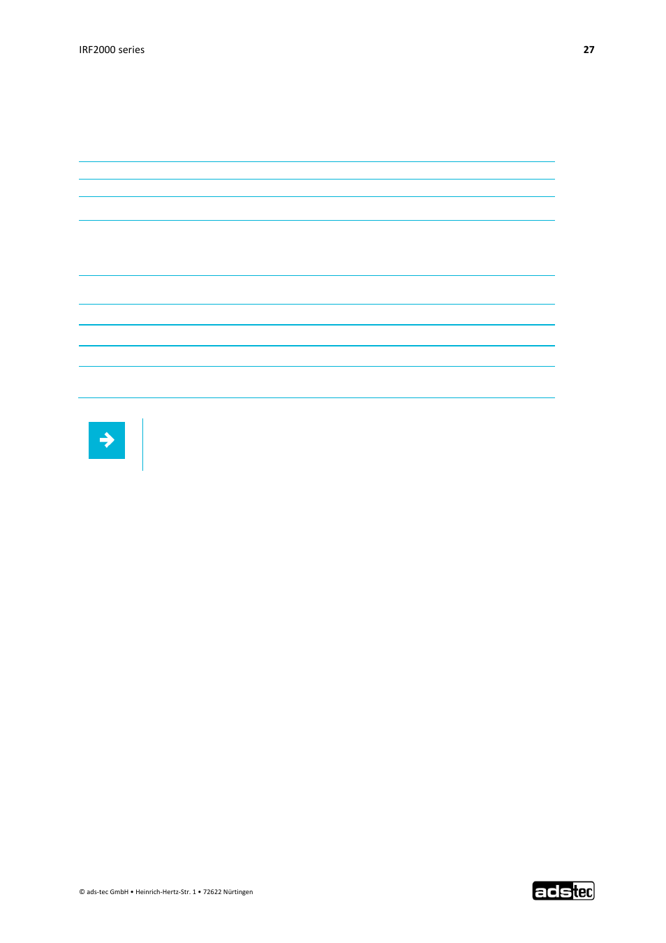 Technical details, 7 technical details, Device data | ADS-TEC IRF2000 User Manual User Manual | Page 28 / 29