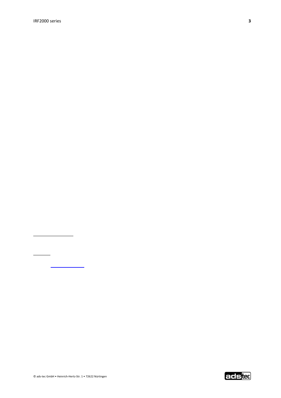 1 notes, General remark, Limitation of liability | Relevant device documentation, 1 general remark, 2 limitation of liability, 3 relevant device documentation | ADS-TEC IRF2000 User Manual User Manual | Page 4 / 29