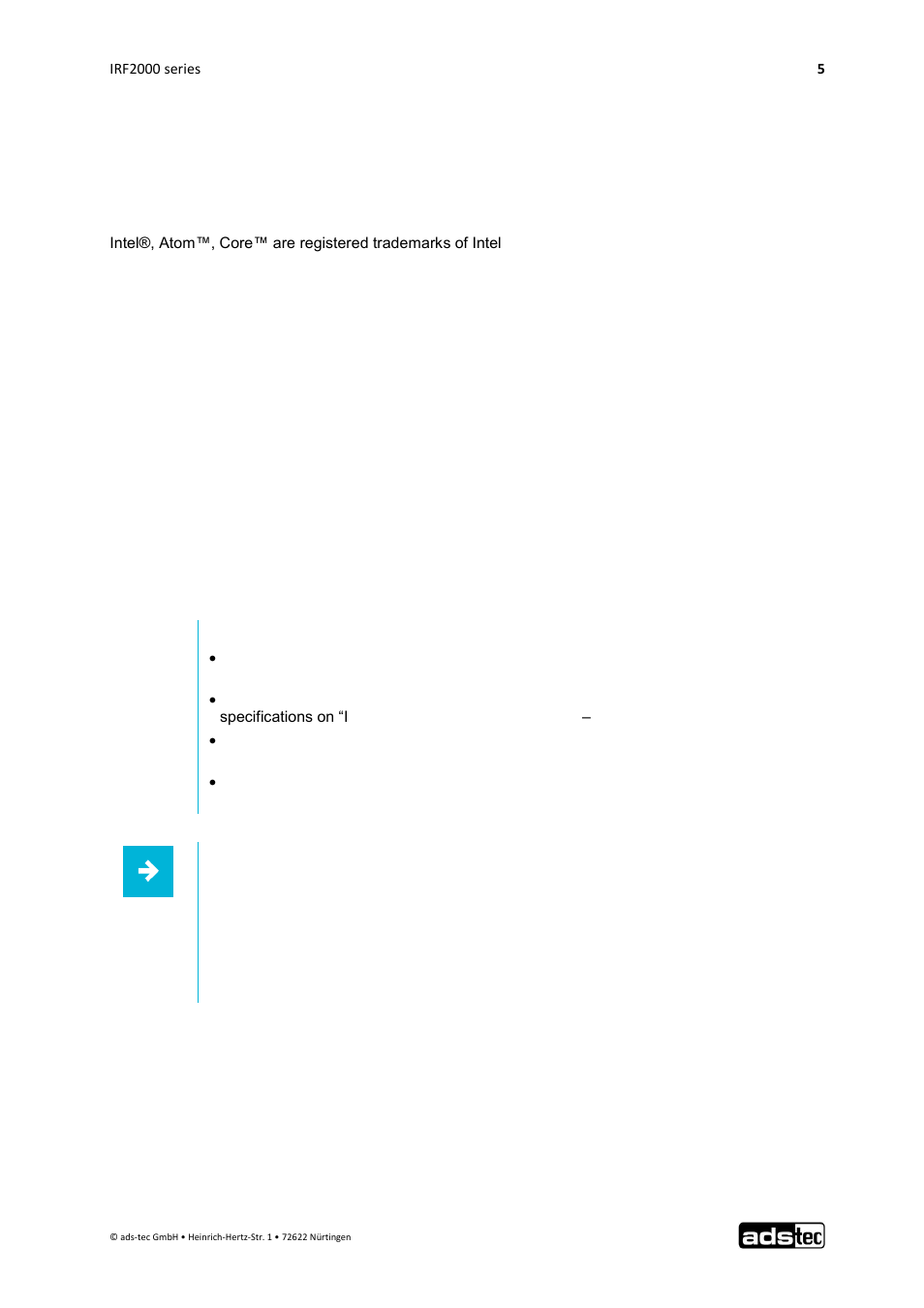 Trademarks, Copyright, Standards | 6 trademarks, 7 copyright, 8 standards | ADS-TEC IRF2000 User Manual User Manual | Page 6 / 29