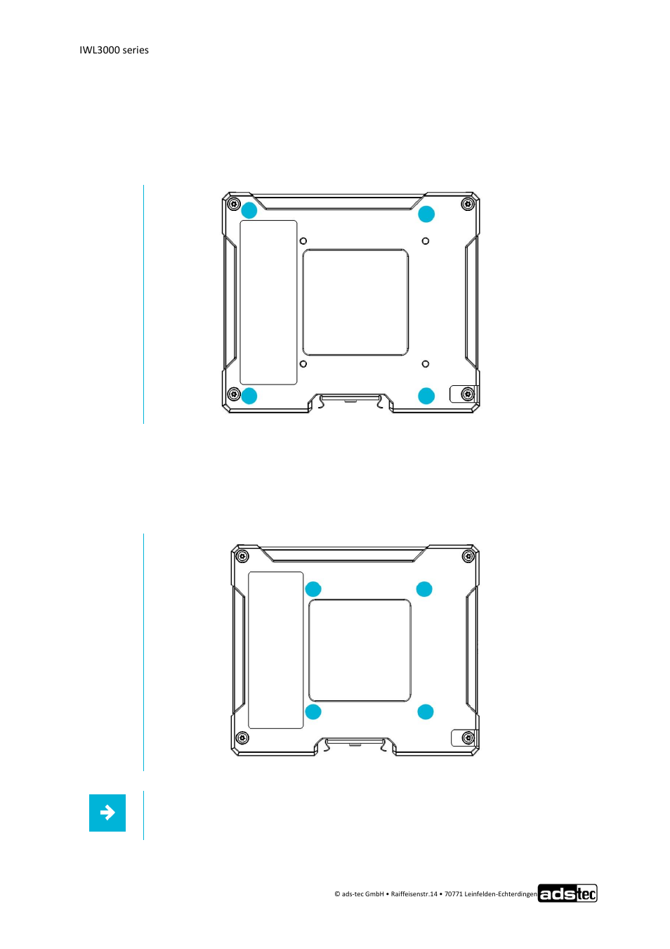 Mounting options, Table mounting, Wall mounting | 2 mounting options, 1 table mounting, 2 wall mounting | ADS-TEC IWL3000 User Manual User Manual | Page 13 / 31