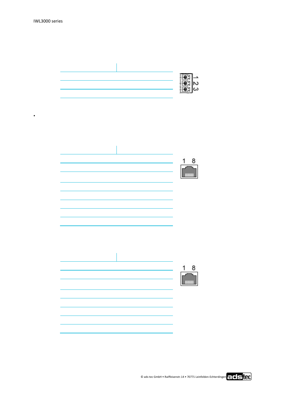 24 v dc power supply, Lan 1 (rj45), Lan 2 (rj45) | 1 24 v dc power supply, 2 lan 1 (rj45), 3 lan 2 (rj45) | ADS-TEC IWL3000 User Manual User Manual | Page 19 / 31