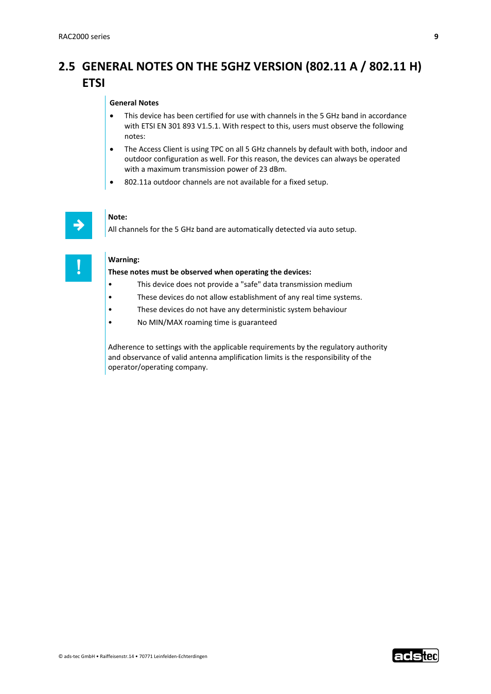 ADS-TEC RAC2000 User Manual User Manual | Page 10 / 36