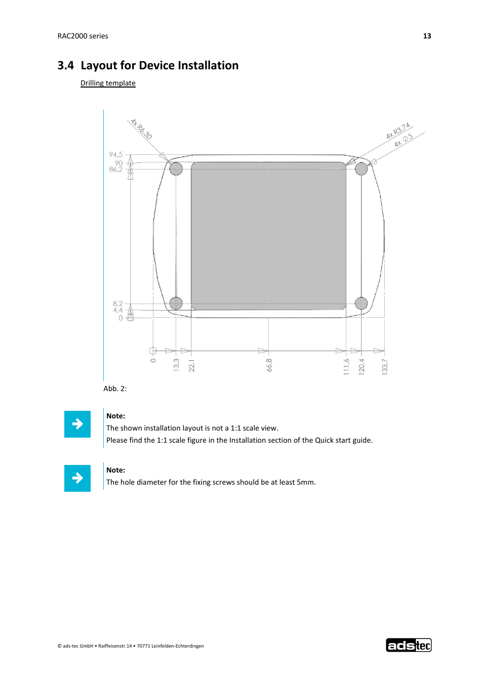 4 layout for device installation | ADS-TEC RAC2000 User Manual User Manual | Page 14 / 36