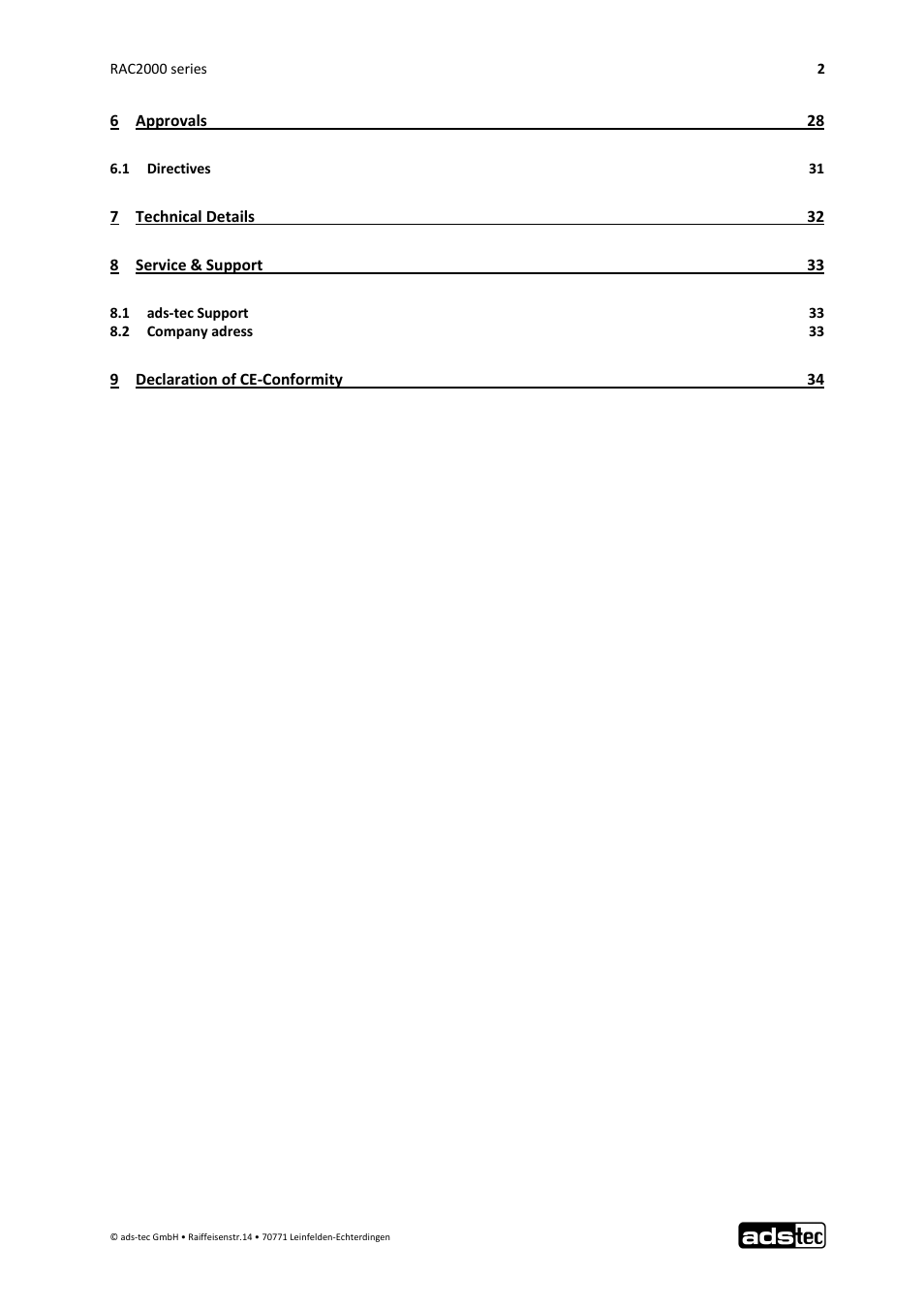 ADS-TEC RAC2000 User Manual User Manual | Page 3 / 36