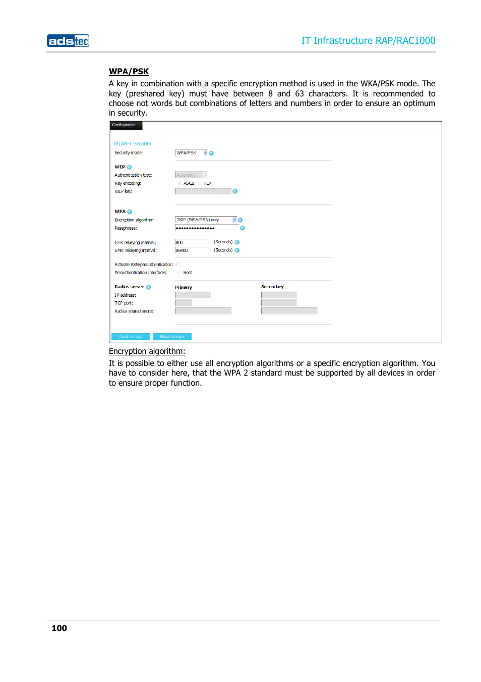It infrastructure rap/rac1000 | ADS-TEC RAP/RAC1000 User Manual User Manual | Page 100 / 215