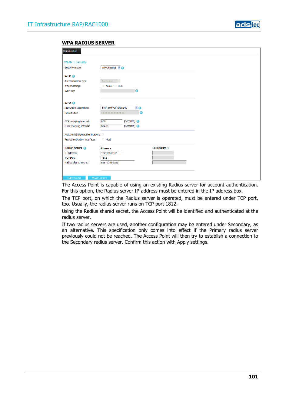 It infrastructure rap/rac1000 | ADS-TEC RAP/RAC1000 User Manual User Manual | Page 101 / 215