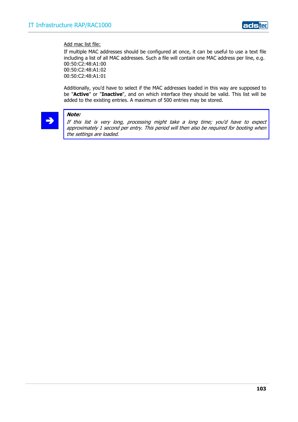 It infrastructure rap/rac1000 | ADS-TEC RAP/RAC1000 User Manual User Manual | Page 103 / 215