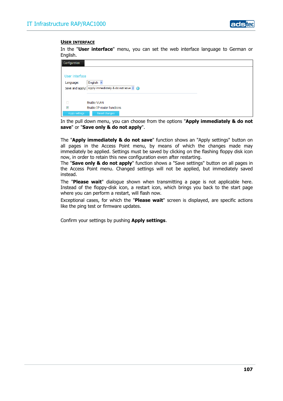 It infrastructure rap/rac1000 | ADS-TEC RAP/RAC1000 User Manual User Manual | Page 107 / 215